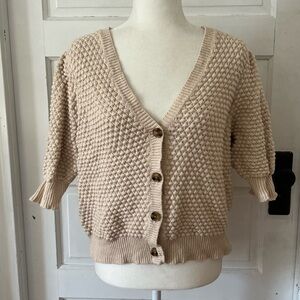 Ann Taylor | Tan Bubble Stitch Cardigan